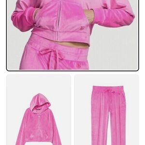 Vibrant Pink Pajama Set with Cropped Hoodie
